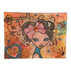 The Keeper of Melodies Original Miced Media Decoupage Canvas